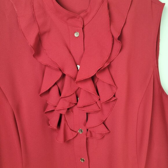 Kasper Mandarin Collar Ruffle Front Blouse - Picture 6 of 12